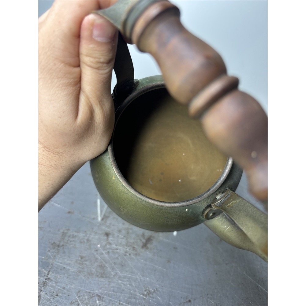 VTG Heritage Tagus Copper Brass Tea Pot Kettle R-51 Wood Handle Portugal Patina - Picture 11 of 12